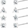 Sllaiss Body Piercing Studs | Sllaiss Sterling Silver Tiny Nose Rings Studs Set 22G 20G Multi-Style Cz Bone Nose Piercing Jewelry For Women Men 1.5Mm 2Mm 2.5Mm 3Mm