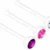 BanaVega Body Piercing Studs | 3Pcs Bioflex Nose Bone Stud Earring 18 Gauge 20G 0.8Mm Flexible Nostril Ring Clear Rose Crystal Piercing Jewelry - Choose Colors