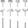 6ixGosh Body Piercing Studs | 6Ixgosh 18G Threadless Push Pin Nose Rings Studs 316L Stainless Steel Labret Monroe Studs Flat Back For Earrings Cartilage Tragus Helix Stud Medusa Conch Piercing Jewelry