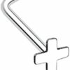 Freedom Fashion Body Piercing Studs | Freedom Fashion Dainty Cross Icon L-Shaped 316L Surgical Steel Nose Stud Ring (Sold Individually)