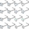 Kridzisw Body Piercing Studs | Kridzisw 18G 20G Nose Rings Jewelry Cubic Zirconia 3Mm Stainless Steel Straight Screw L Shaped Nose Rings Piercing Jewelryfor Women Men 16Pcs