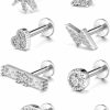 BOPREINA Body Piercing Studs | Bopreina 8Pcs 16G Cartilage Earring Stud For Women Stainless Steel Helix Tragus Earrings Cartilage Earrings Cubic Zirconia Tragus Helix Piercing Studs For Women Men Piercing Jewelry