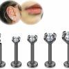 ZS Body Piercing Studs | Zs 16G/18G Lip Labret Studs, Stainless Steel Internally Threaded Jewelry For Nose Conch Medusa Piercing, Cz Forward Helix Tragus Earring For Women Men