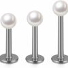 FM FM42 Body Piercing Studs | Fm Fm42 Stainless Steel 3Mm Diameter Simulated White Pearl 16G 6/8/10Mm Height Labret Monroe Stud (Pack Of 6)