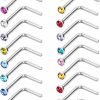 Sumind Body Piercing Studs | 20 Pieces L Shaped Nose Studs 20 Gauge Stainless Steel Nose Piercing Studs L Bend Shape Ring For Body Jewelry, Assorted Colors