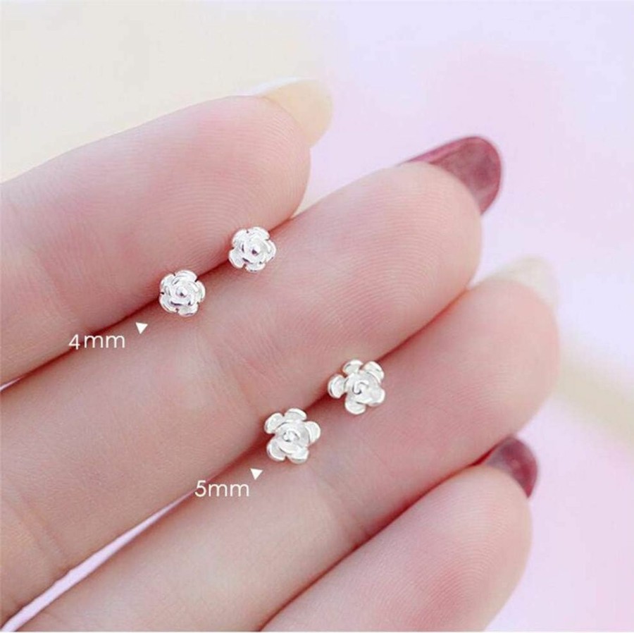 Dtja Body Piercing Studs | Unique Nose Rings Studs 22G Body Piercing Jewelry For Women Girls S925 Sterling Silver Tiny Rose Flower Ball Bead Labret Screw Micro Nose Stud Post Pin Hypoallgenic Personalized Jewelry