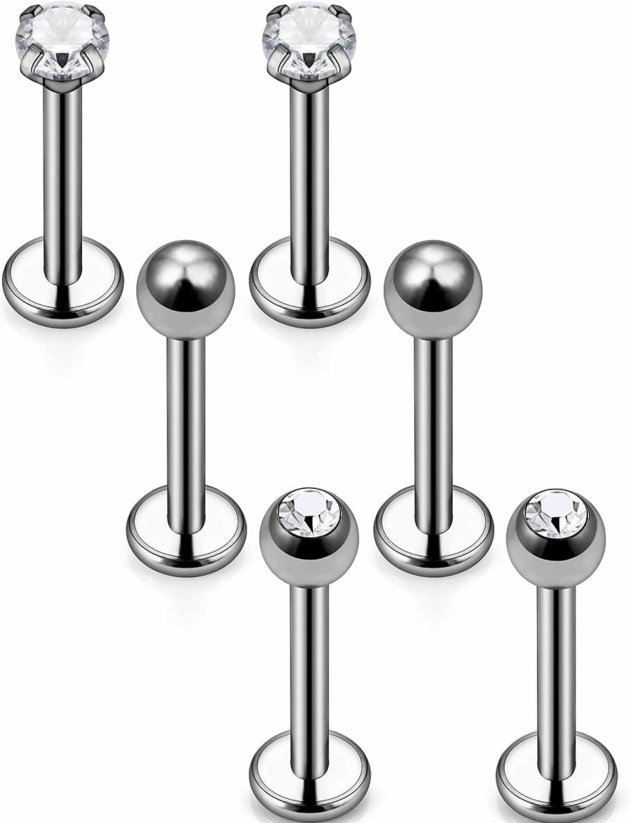 Vsnnsns Body Piercing Studs | Vsnnsns 16G G23 Titanium Lip Rings For Women Labret Monroe Lip Rings Studs Nail Cartilage Tragus Helix Daith Rook Earrings Studs Ring Medusa Piercing Jewelry 6Mm 8Mm 10Mm 3Prs