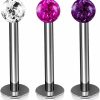 Generic Body Piercing Studs | 3Pcs Titanium G23 16G Labret Studs Piercing Jewelry Monroe Tragus Vertical Labret Cartilage 3Mm Ferido Crystal More Choices