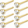 Belatti Body Piercing Studs | Belatti Surgical Steel Nose Ring For Women & Men - Cz Cubic Zirconia Diamond Set - Hypoallergenic Bar Nose Stud Piercing Jewelry (Choose Gauge - Quantity - Color - Gem Size)