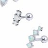 Lcolyoli Body Piercing Studs | Lcolyoli Opal Cartilage Earring Stud For Women Externally Threaded Stainless Steel 16G Conch Tragus Helix Piercing Jewelry Set