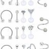 Xnsjeyy Body Piercing Studs | Xnsjeyy 16G Lip Rings For Women Stainless Steel Horseshoe Rings Lip Studs Medusa Labret Monroe Lip Rings Piercing Jewelry Tragus Helix Cartilage Forward Earrings Piercing Jewelry Retainer 19Pcs