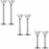 Kridzisw Body Piercing Studs | Kridzisw 16G Lip Labret Monroe Medusa Rings Studs 6Mm 8Mm 10Mm Bar 316L Surgical Steel Helix Tragus Cartilage Conch Earring Piercing Diamond Size 2Mm 3Mm 3 Pairs