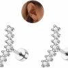 ZZHDCC Body Piercing Studs | Zzhdcc 1 Pair Cartilage Earring 16G Surgical Steel Stud Earrings For Women Clear Opal Cz Curved Vine Helix Piercing Ear Conch Tragus Piercing Jewelry (Cz)