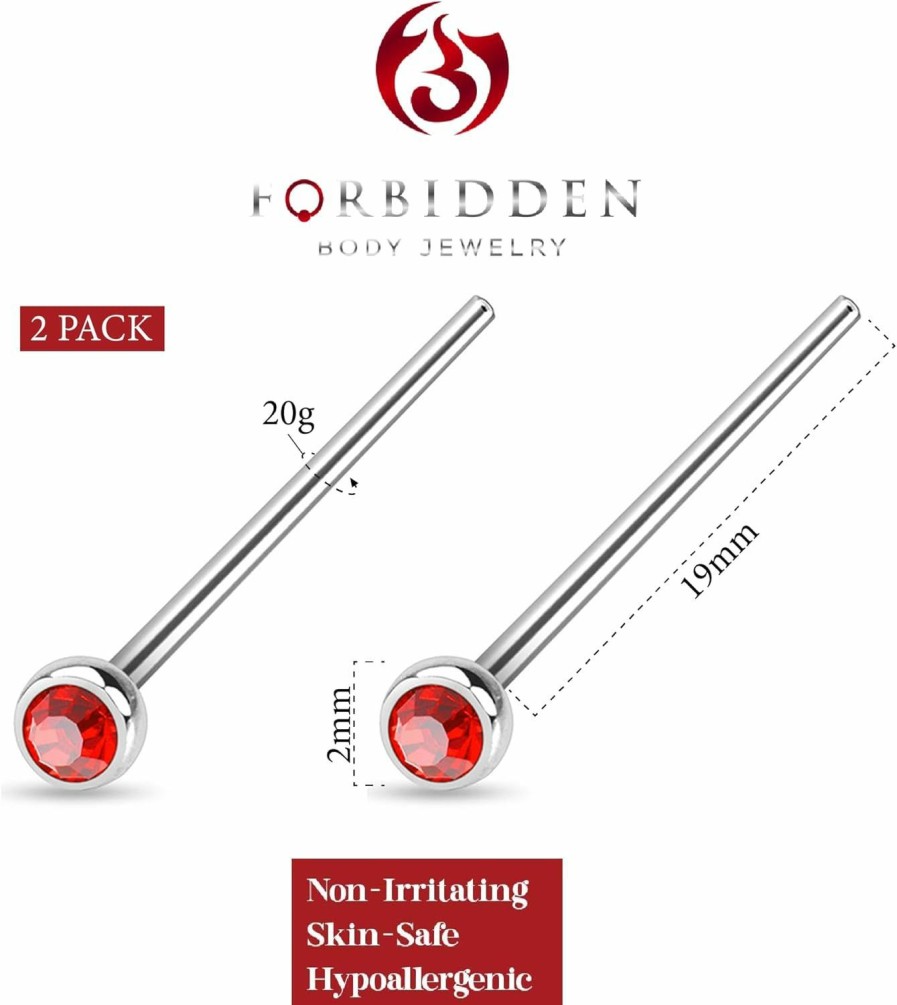 Forbidden Body Jewelry Body Piercing Studs | Forbidden Body Jewelry 18-20G Surgical Steel 2Mm Press Fit Cz Fishtail Custom Bend Nose Stud