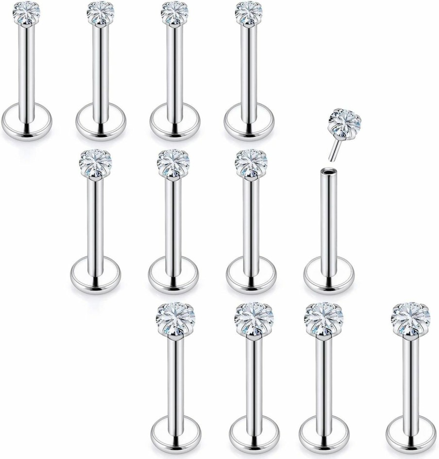 Ylqjksk Body Piercing Studs | Ylqjksk Nose Rings 18G 20G Pushin Nose Studs Surgical Steel Nose Piercing Jewelry Medusa Piercing Jewelry, 1.5Mm 2Mm 3Mm Cz Forward Helix Earring, Labret Monroe Piercing Jewelry For Women Men