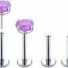 VOJO Body Piercing Studs | Vojo 20G G23 Titanium Flat Back Earrings Nose Stud Opal Threadless Tragus Labret Cartilage Medusa Piercing Jewelry