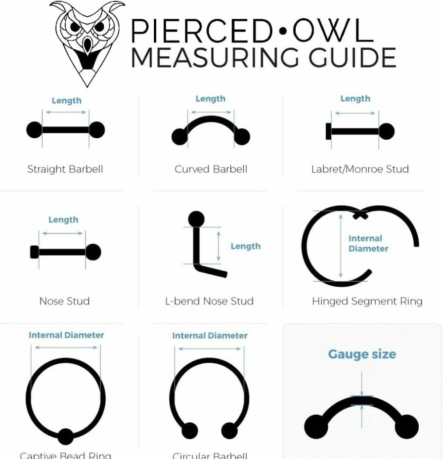 Pierced Owl Body Piercing Studs | Pierced Owl 20Ga Stainless Steel Crescent Moon Shaped Gem L-Bend Nose Stud