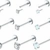 Oveta Body Piercing Studs | Oveta Threadless Lip Rings 16G 18G 20G Nose Studs Push Pin Medusa Monroe Piercing Jewelry Flat Back Tragus Helix Earrings For Women Men With Opal Cz Crystal Tops