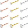 SCERRING Body Piercing Studs | Scerring 20G 8-12Pcs Stainless Steel Bone Nose Stud Rings Piercing Jewelry 1.5Mm 2Mm 2.5Mm 3Mm Clear Cubic Zirconia