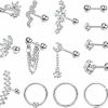 Jstyle Body Piercing Studs | Jstyle 14Pcs Stainless Steel Stud Earrings Set For Women Men Star Moon Snake 16G Cartilage Earrings Set Hypollergenic Screw Back Earrings Helix Piercing Jewelry