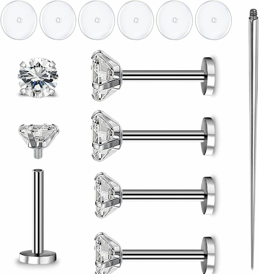 BodyAce Body Piercing Studs | Bodyace 16G 18G Lip Studs Labret Ring, Nostril Stud Nose Rings For Women, Stainless Steel Medusa Helix Tragus Piercing Jewelry With Piercing Taper & Discs