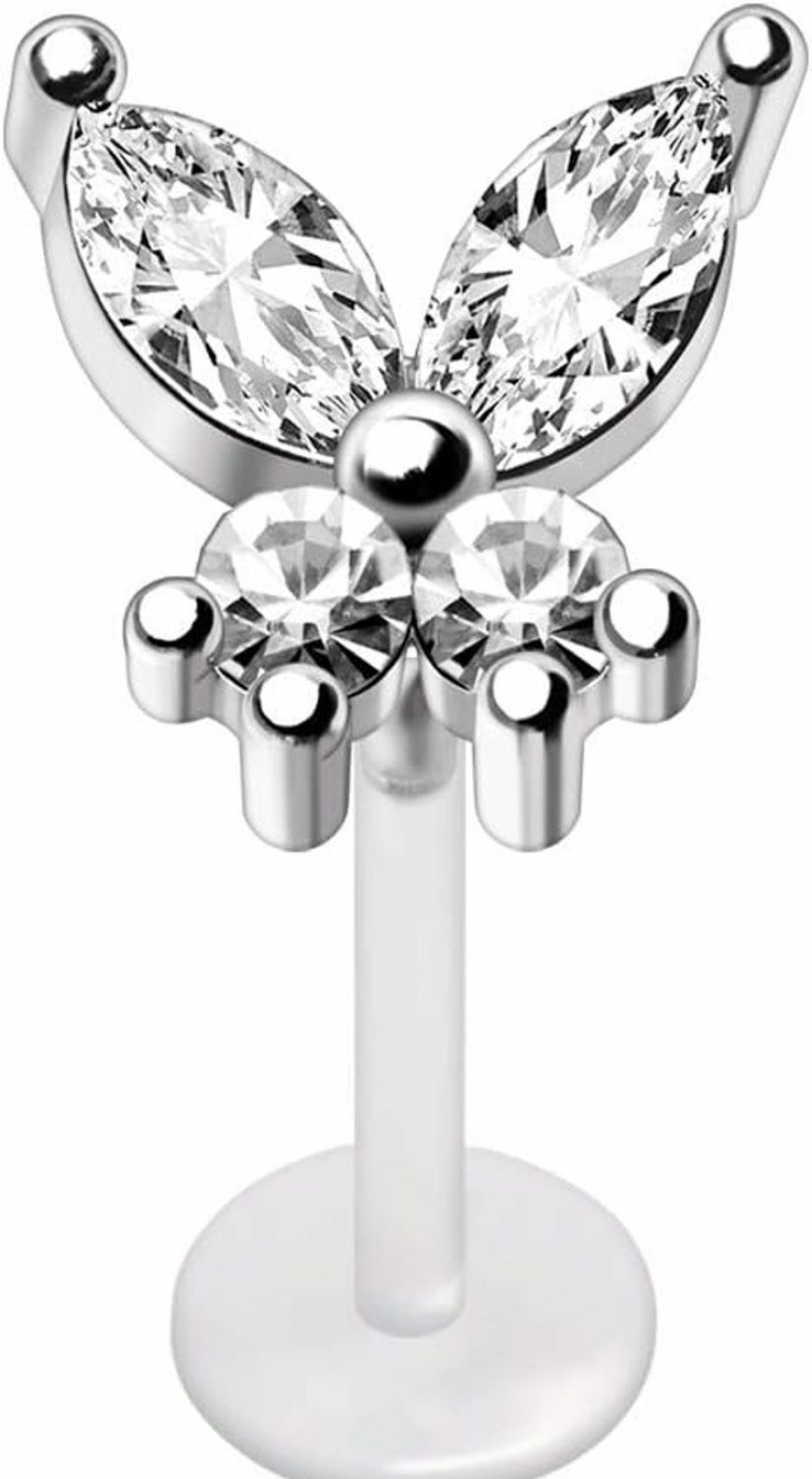 Dynamique Galerie Body Piercing Studs | Dynamique Ptfe Push In Jeweled Butterfly Labret (Sold Per Piece)