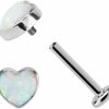 FRAGRANS Body Piercing Studs | Fragrans 1 Piece Labret Lip Piercing 16G Astm F136 Titanium Synthetic Opal Heart Ear Cartilage Helix Tragus Stud Body Jewelry