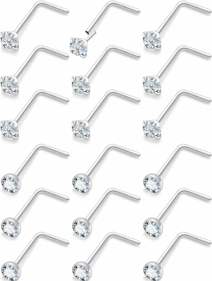 Lsnevsie Body Piercing Studs | Lsnevsie 20G Push In Theadless Nose Rings Studs Surgical Steel Hypoallergenic Nose Rings Studs Piercing Jewelry For Women Men Diamond 2Mm