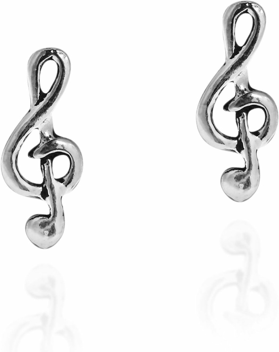 AeraVida Body Piercing Studs | Aeravida Stylish Musical Treble Clef Sterling Silver Stud Nose Jewelry | Minimalist Sterling Silver Stud Nose Jewelry For Women | Chic Stud Nose Jewelry