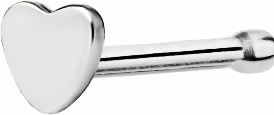 Forbidden Body Jewelry Body Piercing Studs | 20G Surgical Steel Heart Straight Nose Stud Jewelry