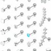 Subiceto Body Piercing Studs | Subiceto 24 Pcs 18G Cartilage Stud Earrings For Women Stainless Steel Cz Helix Tragus Labret Ear Body Piercing