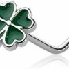 Body Accentz Body Piercing Studs | Body Accentz Nose Ring Stud Lucky 4 Leaf Clover Shape 316L Surgical Steel L Shape