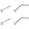 VALDEAS Body Piercing Studs | Valdeas 20G Nose Ring Studs Cz Nose Studs 316L Stainless Steel Nose Studs For Women 8 Pcs Bone Nose Rings Set Austrian Cubic Zirconia Nose Piercing Jewelry Round Square Shapes Nose Stud 1.5-3Mm