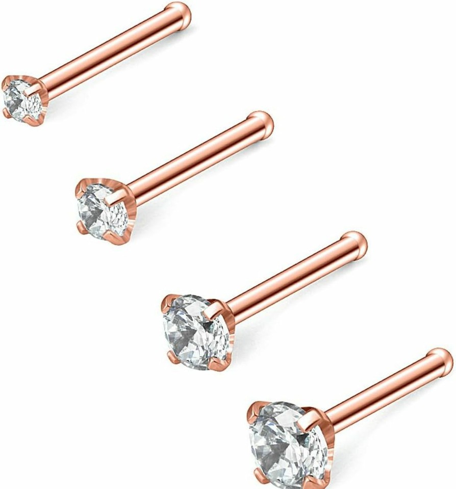 Ruifan Body Piercing Studs | Ruifan 18G 1.5Mm 2Mm 2.5Mm 3Mm Round Diamond Cz Nose Bone Studs Rings Pin Piercing Jewelry 4-16Pcs