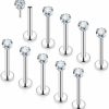 Uqnwbdq Body Piercing Studs | Uqnwbdq 18G 20G Push In Theadless Nose Studs Surgical Steel Flact Back Nose Rings Lip Labret Studs Cartilage Helix Tragus Earrings Piercings 6Mm 7Mm 8Mm Lenght Diamond 2Mm