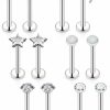 Ovxznts Body Piercing Studs | Ovxznts 16G Threadless Nose Stud Stainless Steel Push In Medusa Piercing Jewelry Tragus Earring Set Labret Jewelry Lip Rings For Women Men Forward Helix Earrings Flat Back Cartilage Earring 6Mm