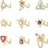 Dochais Body Piercing Studs | Dochais 9Pcs Nose Rings Studs L Shape Nose Rings For Women Stainless Steel Heart Star Wing Cz Opal Flower Dangle Nose Rings Nose Piercing Jewelry For Women Men