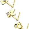 Agrewd Body Piercing Studs | Agrewd Minimalist Flower 3Pcs Nose Rings Studs 20G L Shaple Nose Studs Cute Bee 7Mm Barbell Nose Piercing Jewelry Stainless Steel