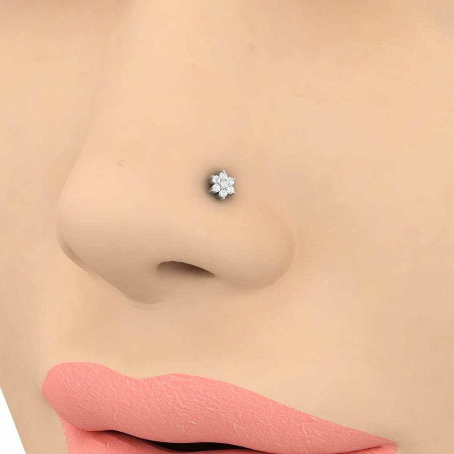 FINEROCK Body Piercing Studs | Finerock 0.04 Carat Diamond Star Nose Pin Stud In 14K Gold (I1-I2 Clarity)