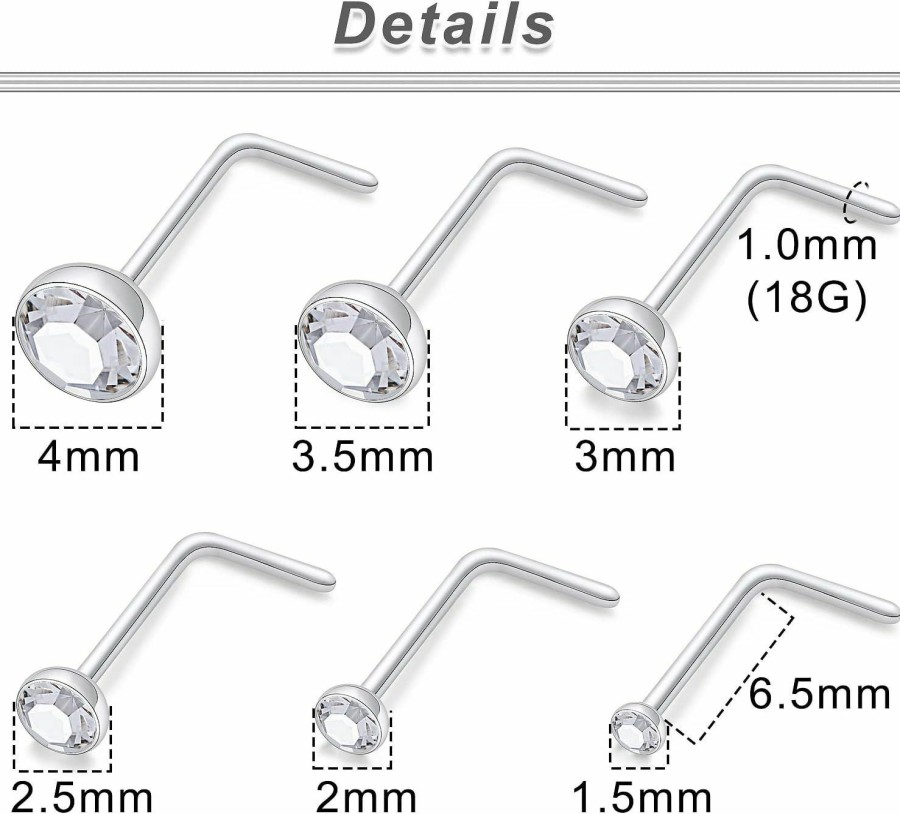 Ftovosyo Body Piercing Studs | Ftovosyo 20G 18G Nose Studs For Women Surgical Steel Nose Rings 1.5Mm 2Mm 2.5Mm 3Mm 3.5Mm 4Mm Cz Nose Piercing Jewerly Set