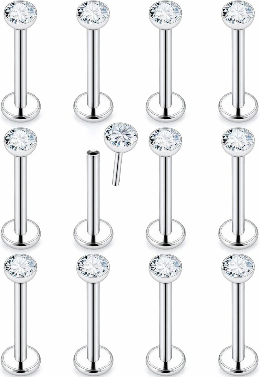 Lcolyoli Body Piercing Studs | Lcolyoli 16G 18G 20G Threadless Push In Nose Rings Studs For Women Men Surgical Steel Lip Ring Labret Stud Medusa Piercing Jewelry Cartilage Helix Tragus Earrings With Flat Back