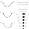 BodyAce Body Piercing Studs | Bodyace 20G Nose Rings Studs With Chains, Stainless Steel Cz Spike Nostril Ring Stud Chain, Heart Band-Aid Nose Bridge Chains Ear Piercing Jewelry