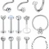 Briana Williams Body Piercing Studs | Briana Williams Tragus Piercing Jewelry Tragus Earrings For Women 16G Tragus Cartilage Earring Stud Hoop Cartilage Helix Conch Piercing Jewelry Lip Rings Piercing Jewelry