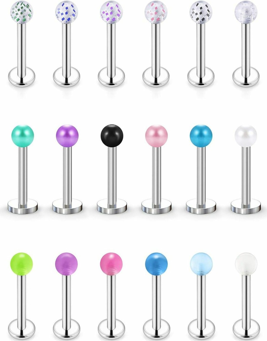 Kridzisw Body Piercing Studs | Kridzisw 20G Glow In The Dark Lip Labret Monroe Medusa Nose Rings Studs 316L Surgical Steel Cartilage Tragus Earrings Forward Helix Earrings Piercing Jewelry 6Mm 8Mm 10Mm