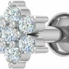 FINEROCK Body Piercing Studs | Finerock 0.09 Carat 7-Stone Floral Diamond Nose Pin In 18K Gold