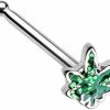 Body Accentz Body Piercing Studs | Body Accentz Glitter Cannabis Pot Leaf Nose Stud Ring