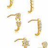 Akeoqi Body Piercing Studs | Akeoqi 6-12Pcs Nose Studs Nose Ring Inlaid Cubic Zirconia L Shaped Studs Lotus Star Heart Nose Nostril Piercing Jewelry For Women Men Sliver Gold Rose Gold Tone 20G