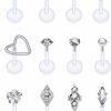 Jenxnjsjo Body Piercing Studs | Jenxnjsjo Plastic Threaless Cartilage Earring Labret Lip Rings Ashley 16G 8Mm 16 Gauge Surgical Steel Clear Flat Back Tragus Helix Conch Medusa Monroe Piercing Jewelry For Women Internally Threaded