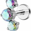 ENONTY Body Piercing Studs | Enonty 1Pcs 16G G23 Titanium Threadless Labret Studs Push-In Colorful Cz Labret Cluster Tragus Helix Conch Lobe Rook Cartilage Push Back Sleeper Piercing Jewelry Earring Stud