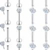 Kwoencxi Body Piercing Studs | Kwoencxi 18G 20G Threadless Push In Nose Rings For Women 316L Surgical Stainless Steel Straight Nose Studs Bone Nose Rings Piercings Nostril Piercing Diamond 3Mm Silver 16Pcs